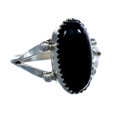 Onyx And Silver Navajo Native American Ring Size 6-3/4 AX125263